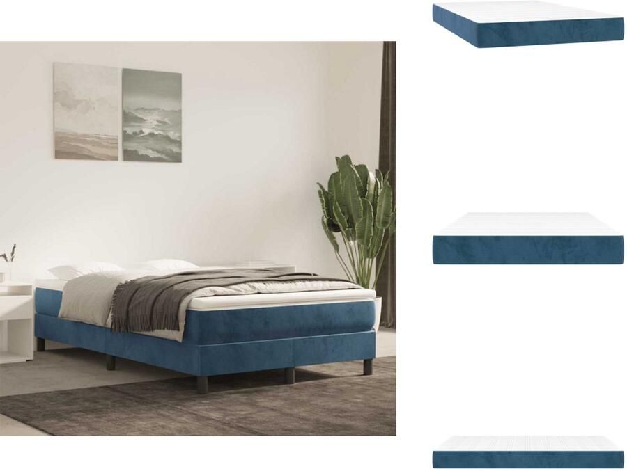 VidaXL Pocketveringmatras Pocketveringmatrassen Matras Pocketvering Matras Pocketveringmatras 120x220x20 cm fluweel donkerblauw