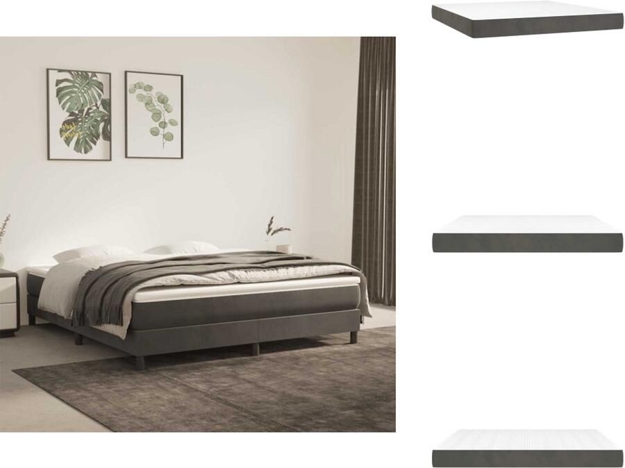 VidaXL Pocketveringmatras Pocketveringmatrassen Matras Pocketvering Matras Pocketveringmatras 160x220x20 cm fluweel donkergrijs