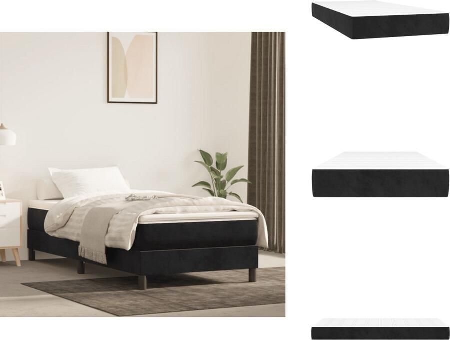 VidaXL Pocketveringmatras Pocketveringmatrassen Matras Pocketvering Matras Pocketveringmatras 120x190x20 cm fluweel zwart