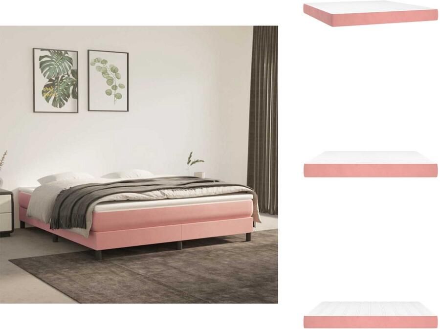 VidaXL Pocketveringmatras Pocketveringmatrassen Matras Pocketvering Matras Pocketveringmatras 160x220x20 cm fluweel roze