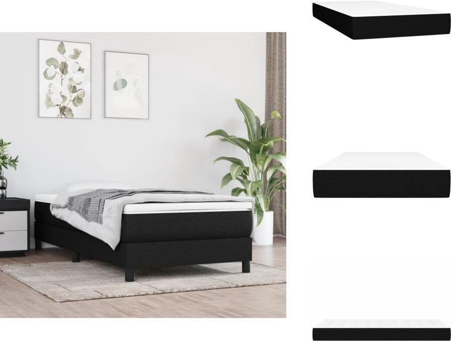 VidaXL Pocketveringmatras Pocketveringmatrassen Matras Pocketvering Matras Pocketveringmatras 120x190x20 cm stof zwart