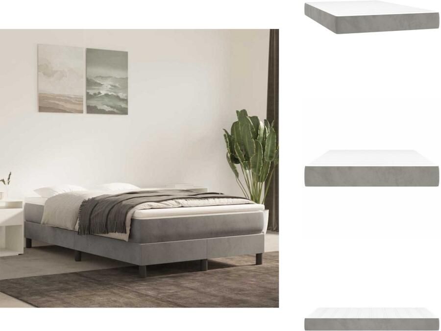 VidaXL Pocketveringmatras Pocketveringmatrassen Matras Pocketvering Matras Pocketveringmatras 120x220x20 cm fluweel lichtgrijs
