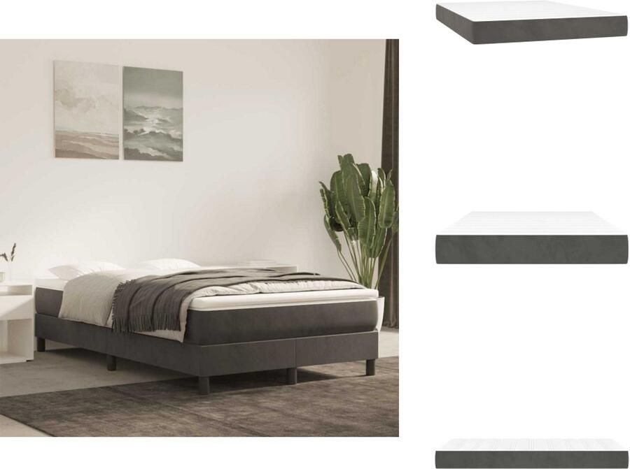 VidaXL Pocketveringmatras Pocketveringmatrassen Matras Pocketvering Matras Pocketveringmatras 140x210x20 cm fluweel donkergrijs