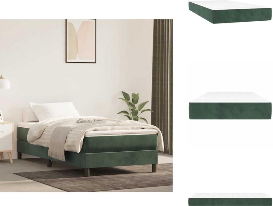 VidaXL Pocketveringmatras Pocketveringmatrassen Matras Pocketvering Matras Pocketveringmatras 100x220x20 cm fluweel donkergroen