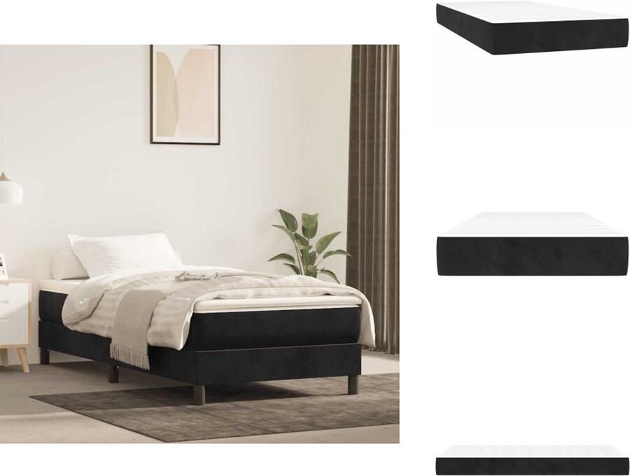 VidaXL Pocketveringmatras Pocketveringmatrassen Matras Pocketvering Matras Pocketveringmatras 100x210x20 cm fluweel zwart