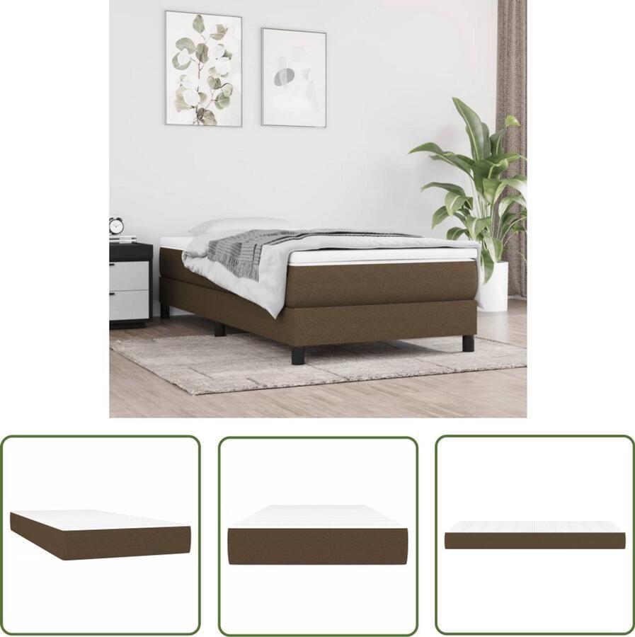 The Living Store Pocketveringmatras 120x190x20 cm stof donkerbruin Pocketveringmatras Pocketveringmatrassen Matras Pocketvering Matras