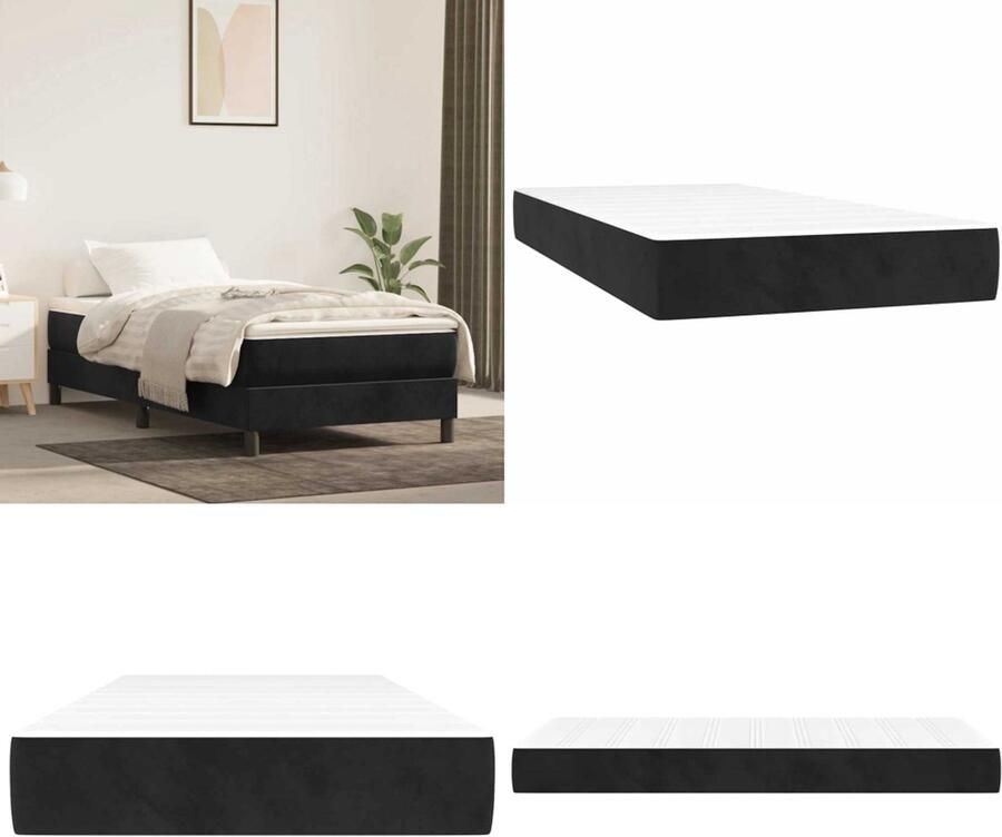 VidaXL Pocketveringmatras voor kinderen 80x160 cm fluweel zwart Pocketveringmatras Voor Kinderen Pocketveringmatrassen Voor Kinderen Binnenveringsmatras Matras