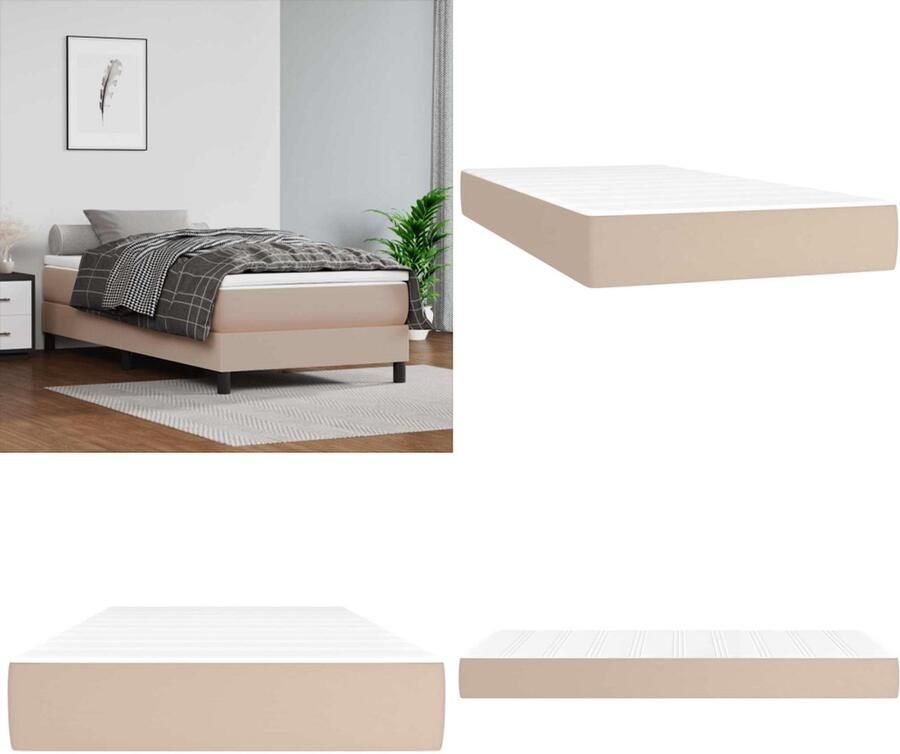 VidaXL Pocketveringmatras voor kinderen 80x160 cm kunstleer cappuccino Pocketveringmatras Voor Kinderen Pocketveringmatrassen Voor Kinderen Binnenveringsmatras Matras
