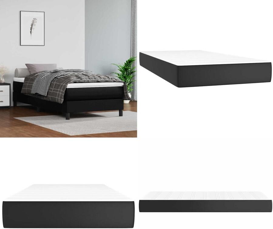 VidaXL Pocketveringmatras voor kinderen 80x160 cm kunstleer zwart Pocketveringmatras Voor Kinderen Pocketveringmatrassen Voor Kinderen Binnenveringsmatras Matras
