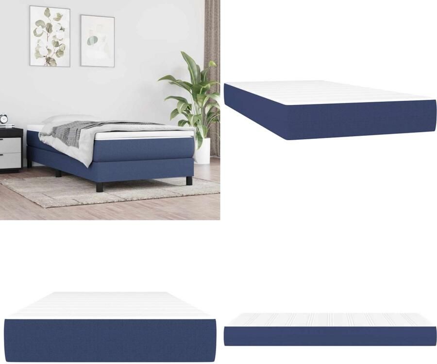 VidaXL Pocketveringmatras voor kinderen 80x160 cm stof blauw Pocketveringmatras Voor Kinderen Pocketveringmatrassen Voor Kinderen Binnenveringsmatras Matras