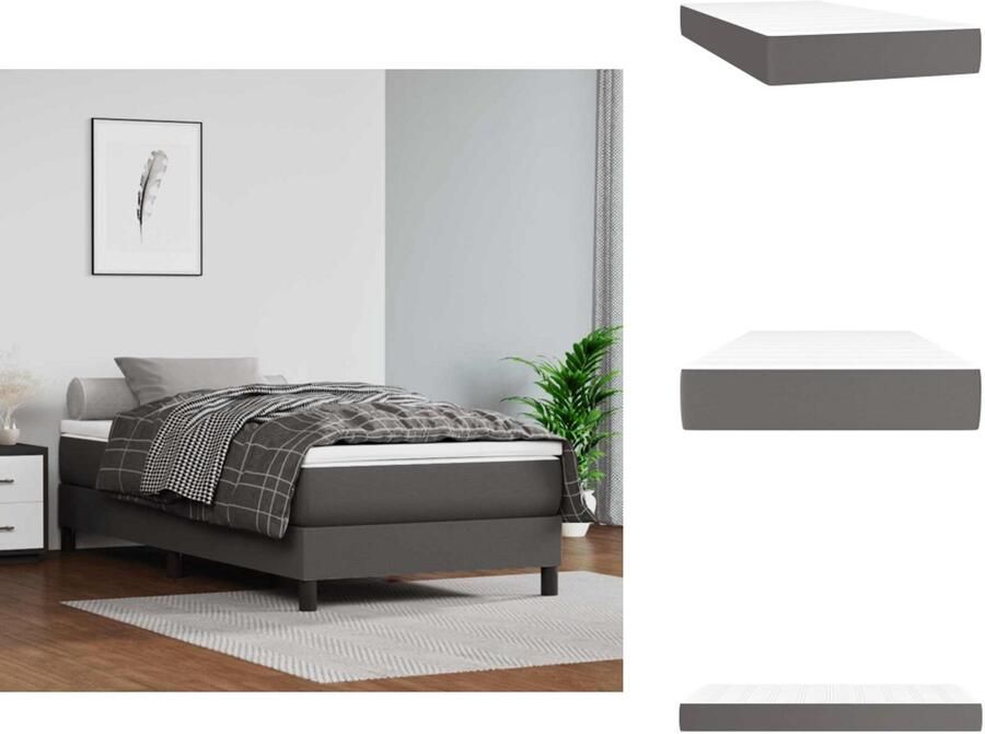 VidaXL Pocketveringmatras Voor Kinderen Pocketveringmatrassen Voor Kinderen Binnenveringsmatras Matras Pocketveringmatras voor kinderen 80x160 cm kunstleer grijs
