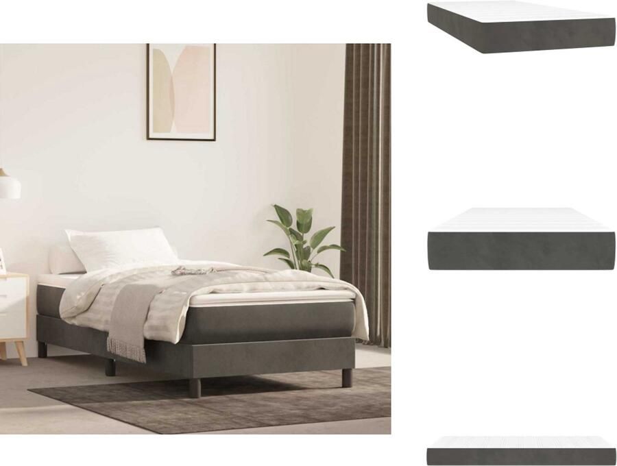VidaXL Pocketveringmatras Voor Kinderen Pocketveringmatrassen Voor Kinderen Binnenveringsmatras Matras Pocketveringmatras voor kinderen 80x160 cm fluweel donkergrijs