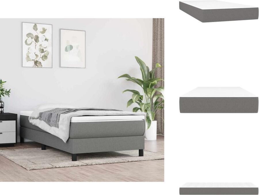 VidaXL Pocketveringmatras Voor Kinderen Pocketveringmatrassen Voor Kinderen Binnenveringsmatras Matras Pocketveringmatras voor kinderen 80x160 cm stof donkergrijs