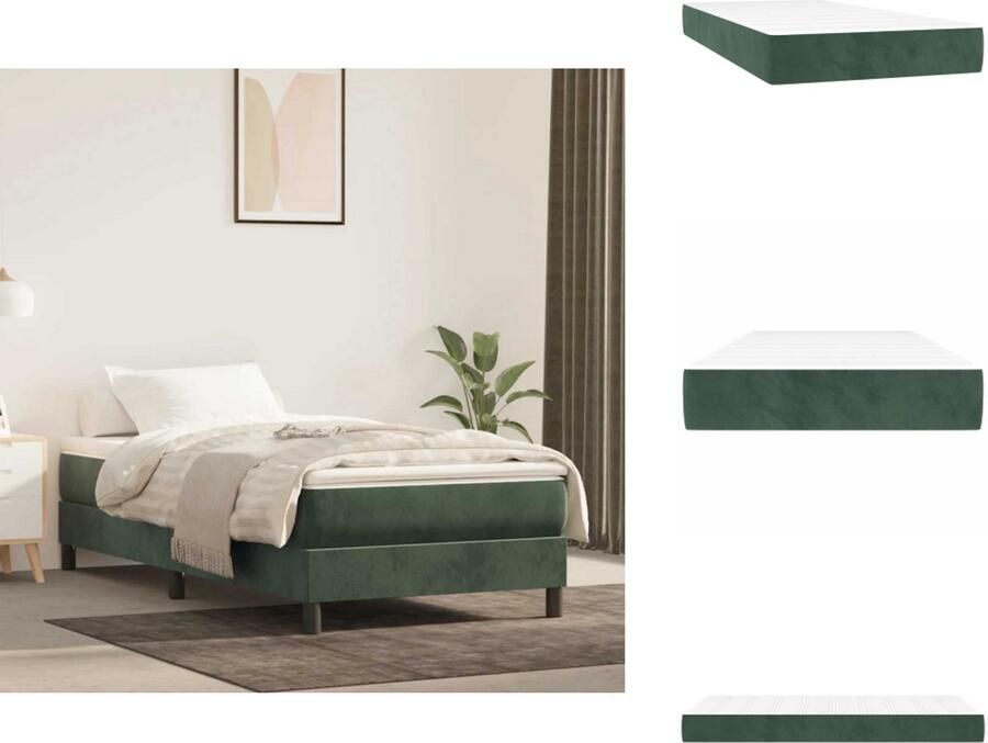 VidaXL Pocketveringmatras Voor Kinderen Pocketveringmatrassen Voor Kinderen Binnenveringsmatras Matras Pocketveringmatras voor kinderen 80x160 cm fluweel donkergroen