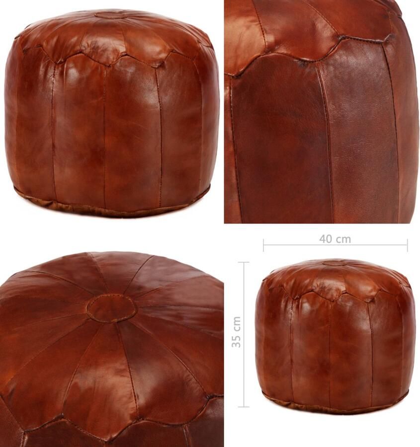 VidaXL Poef 40x35 cm echt geitenleer tan Poef Poefs Poefen Voetsteunen