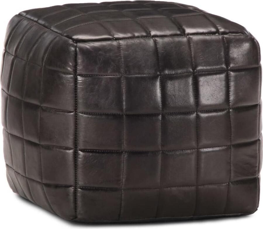 VidaXL -Poef-40x40x40-cm-echt-geitenleer-zwart - Foto 3