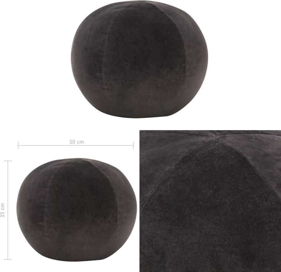 VidaXL Poef 50x35 cm katoenfluweel antraciet Poef Poefen Poefs Voetensteun