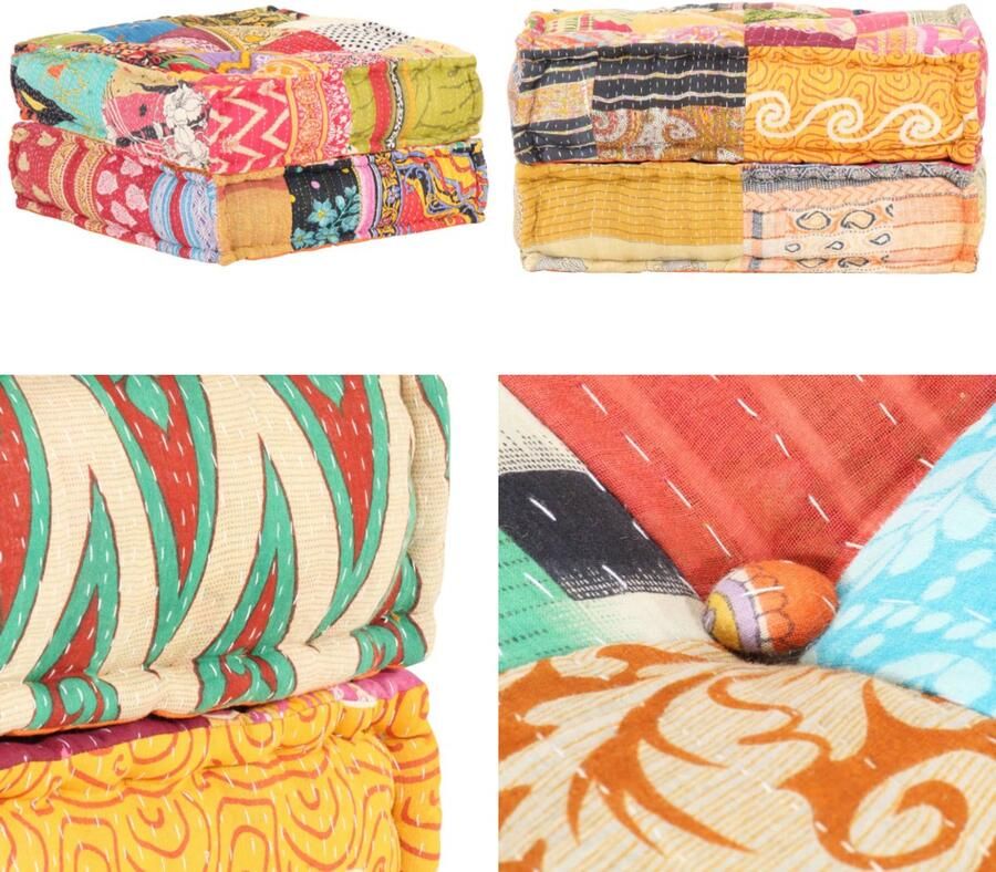 VidaXL Poef 60x70x36 cm stof patchwork Poef Poefs Poefen Bankbed