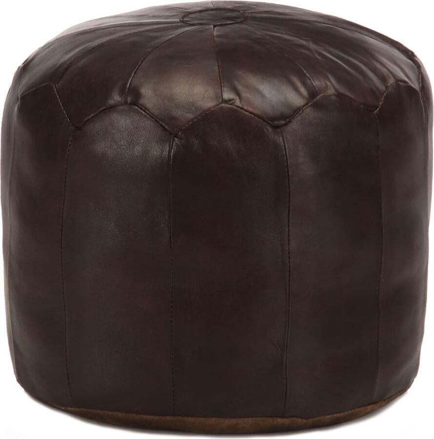VidaXL Poef Donkerbruin Echt Geitenleer 40x35 cm Poef Lederen Poef Geitenleren Poef Salontafel Stoere Meubels Vintage Poef Design Poef Huiskamer Accessoires Bruine Poef Kleine Poef Handgemaakte Poef - Foto 2
