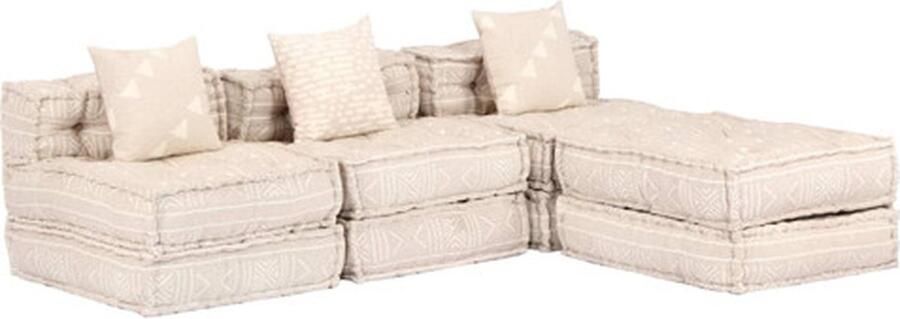 VidaXL Poef driezits modulair stof beige