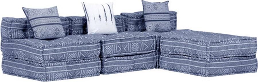 VidaXL Poef driezits modulair stof indigo