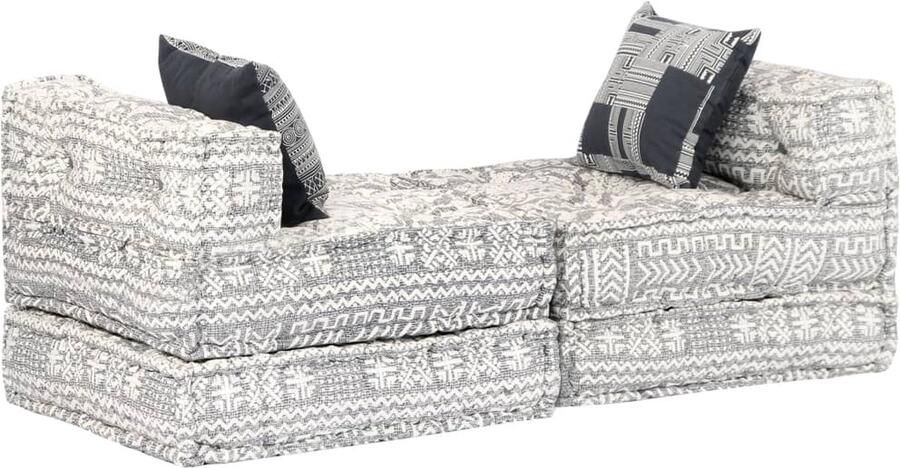 VidaXL Poef driezits modulair stof lichtgrijs - Foto 2