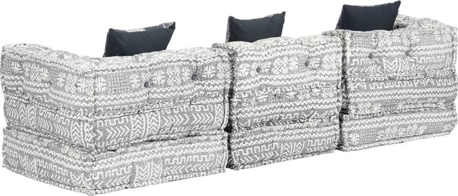 VidaXL Poef driezits modulair stof lichtgrijs