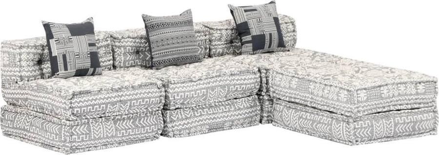 VidaXL Poef driezits modulair stof lichtgrijs