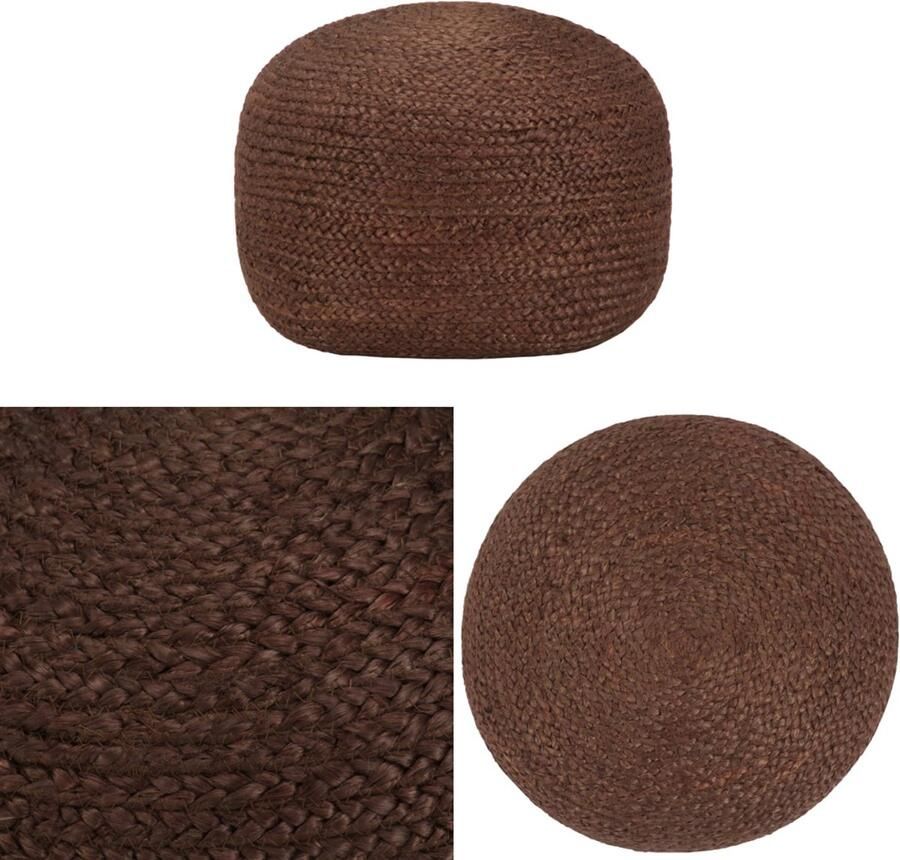 VidaXL Poef handgemaakt 40x45 cm jute bruin Poef Poefs Poefen Handgemaakte Poef