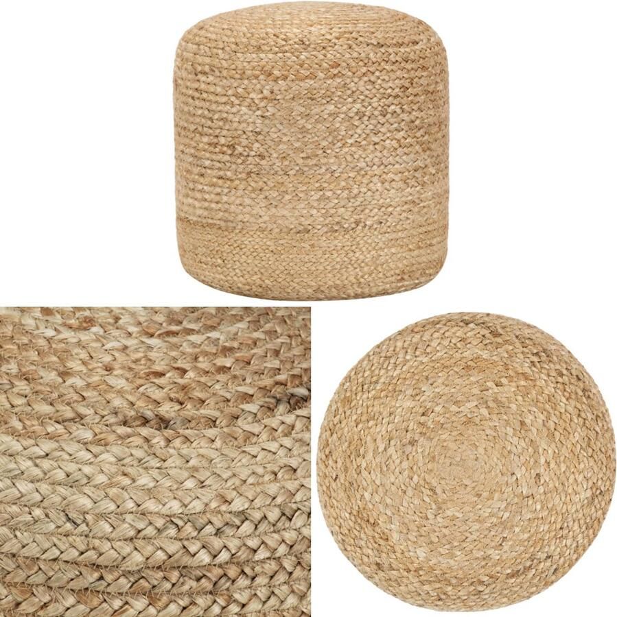 VidaXL Poef handgemaakt 40x45 cm jute Poef Poefs Poefen Handgemaakte Poef