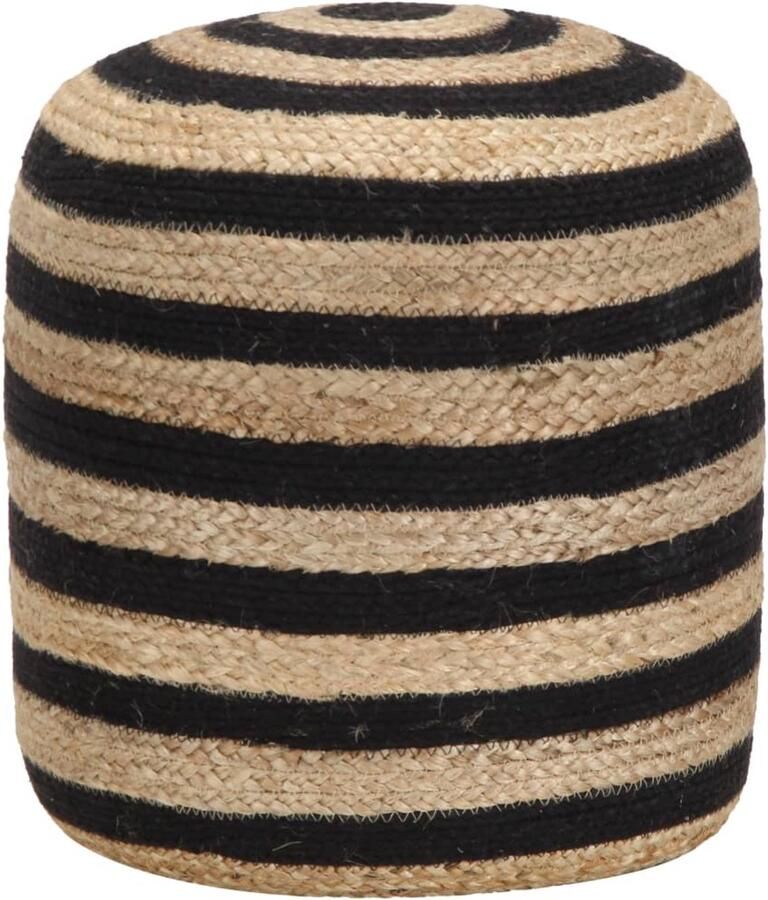 VidaXL Poef handgemaakt 40x45 cm jute zwart Poef Poefs Poefen Handgemaakte Poef - Foto 2