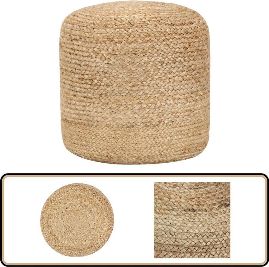 VidaXL Poef Handgemaakt Jute 40x45 cm Jute Poef Handgemaakte Poef Zitpoef Relaxstoel Bruine Poef Binnendecoratie Woondecoratie Salon Meubilair Living Accessoires Trendy Poef