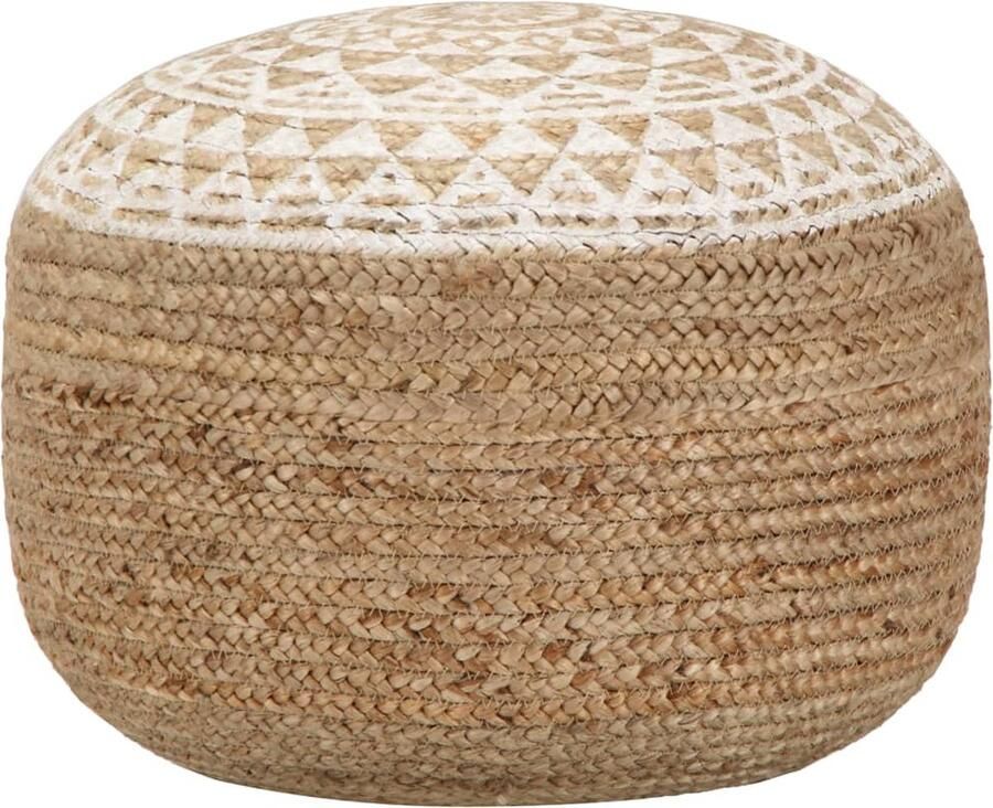 VidaXL Poef Handgemaakt Jute 45x30 cm Wit patroon Poef Jute Poef Handgemaakte Poef Zitkussen Vloerzeil Woonaccessoires Decoratief Kussentje Relaxstoel Lounge Stoel - Foto 3