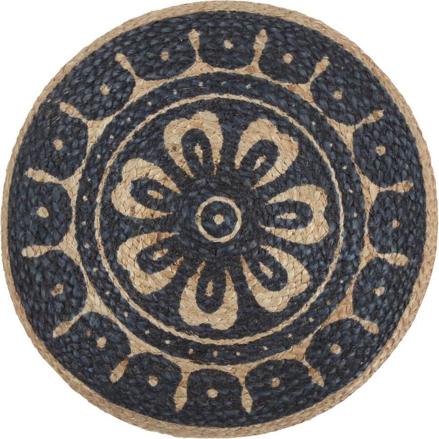 VidaXL Poef Handgemaakt Jute Blauw 45x30 cm Poef Zitkussen Jute Poef Blauwe Poef Handgemaakte Poef Woonaccessoires Binnendecoratie Relaxstoel Voetensteun