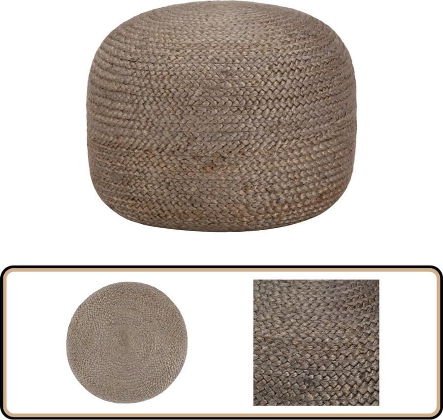VidaXL Poef Handgemaakt Jute Lichtgrijs 45x30 cm Jute Poef Handgemaakte Poef Zitkussen Voetenbank Woonaccessoires Woondecoratie Grijs Poef Moderne Poef Trendy Poef Relaxen Comfort