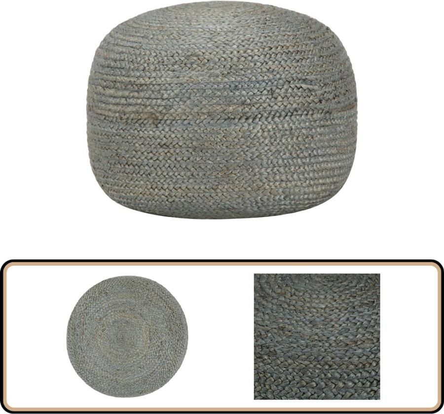 VidaXL Poef Handgemaakt Jute Olijfgroen 45x30 cm Jute Poef Groene Poef Handgemaakte Poef Zitpoef Relaxstoel