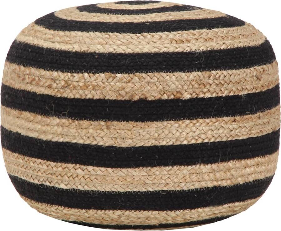VidaXL Poef Handgemaakt Jute Zwart 45x30 cm Poef Jute Poef Vloerzeil Stoffen Poef Relaxen Voetensteun Woonaccessoires Decoratie Bohemian Style Moderne Poef Vintage Poef - Foto 2