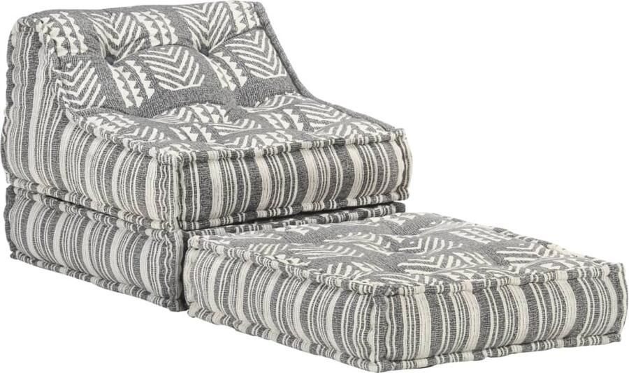 VidaXL Poef Modulair Stof Gestreept Grijs Poef Lounge Gestoffeerde Meubels Multifunctioneel Meubilair Huiskamermeubelen Salonmeubelen Vloerzitten - Foto 2