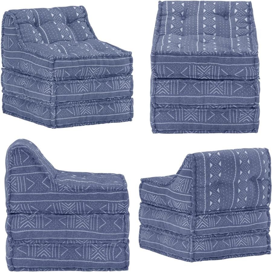 VidaXL Poef modulair stof indigo Poef Poefs Poefen Hocker