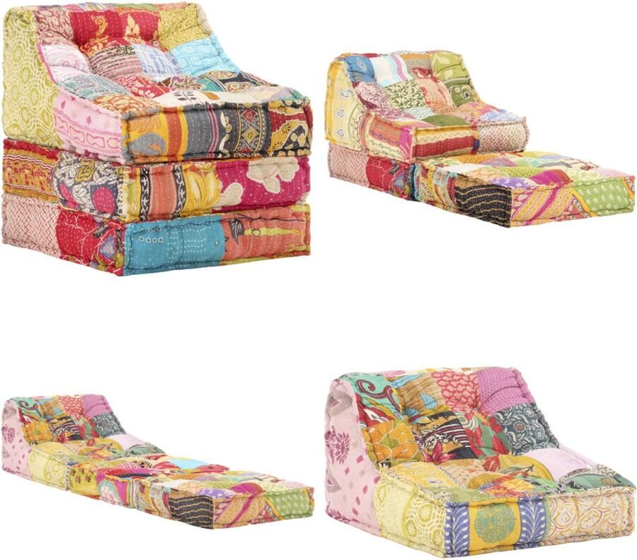 VidaXL Poef modulair stof patchwork Poef Poefs Poefen Hocker