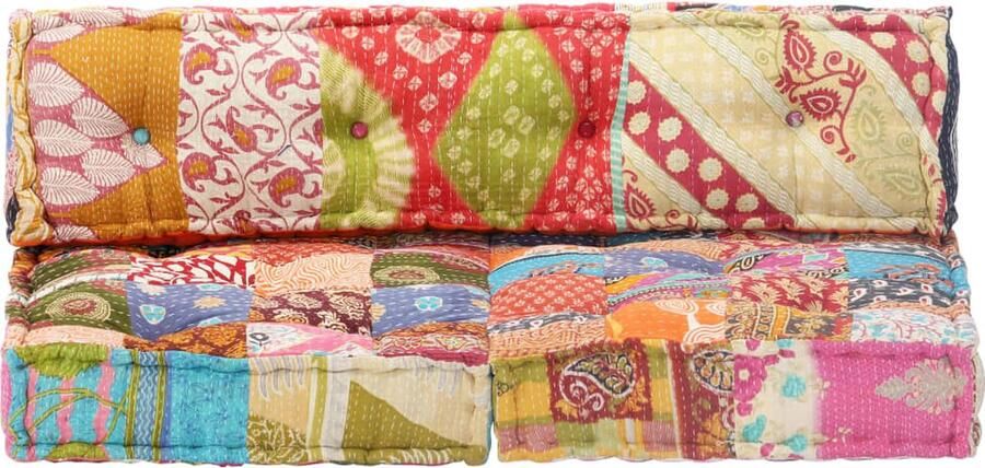VidaXL Poef Patchwork Stof Uniek en Kleurrijk Pallet Bankkussen Patchwork Kussen Vloerzetel Relaxstoel Loungekussen Multifunctionele Kussen - Foto 2