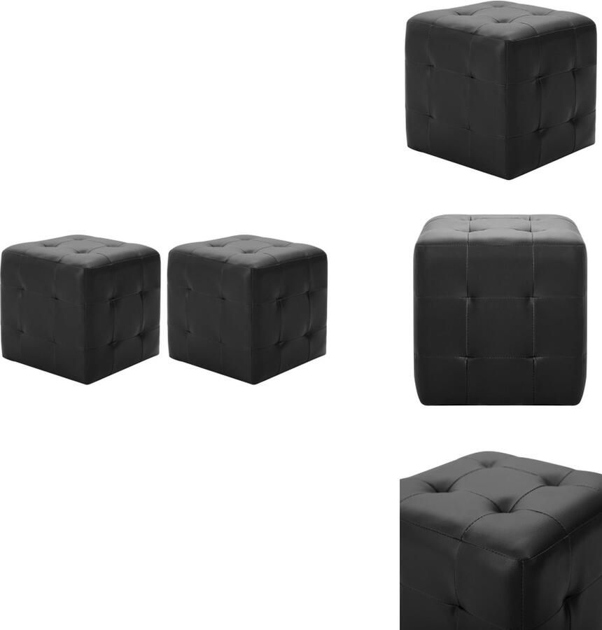 VidaXL Poef Poefen Poefs Krukje Poef 2 st 30x30x30 cm kunstleer zwart