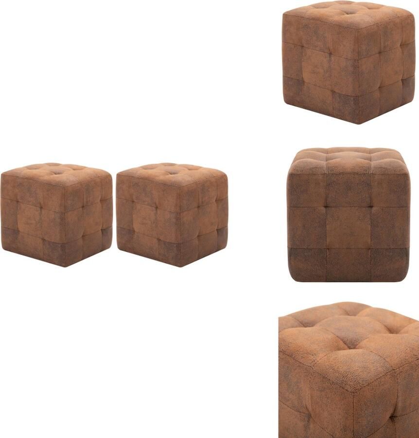 VidaXL Poef Poefen Poefs Krukje Poef 2 st 30x30x30 cm kunstsuède bruin