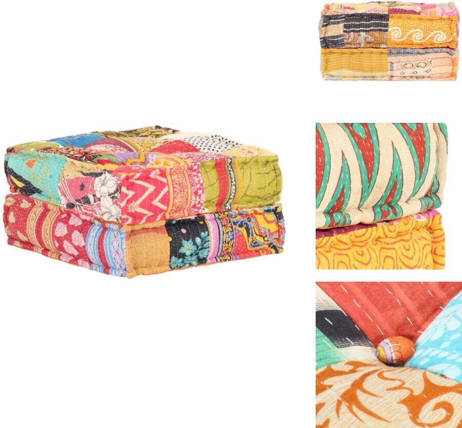 VidaXL Poef Poefs Poefen Bankbed Poef 60x70x36 cm stof patchwork