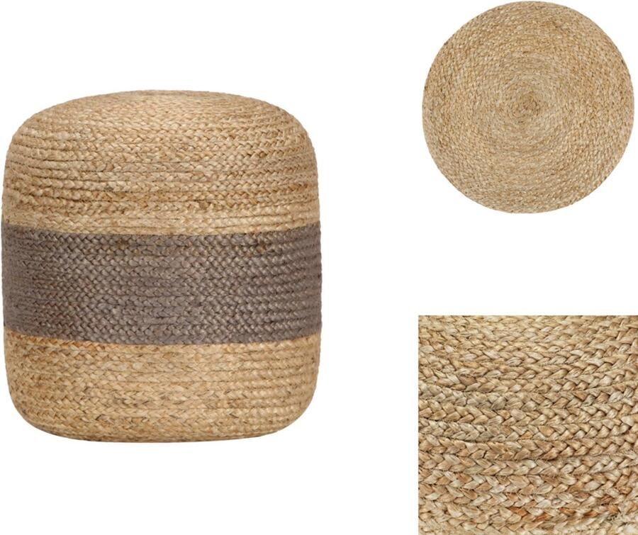 VidaXL Poef Poefs Poefen Handgemaakte Poef handgemaakt 40x45 cm jute grijs