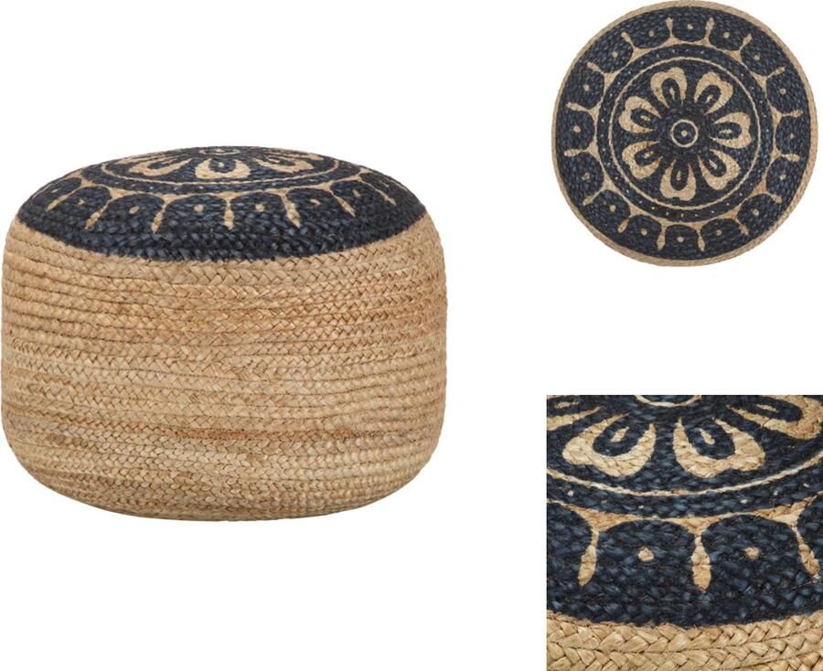 VidaXL Poef Poefs Poefen Handgemaakte Poef handgemaakt 45x30 cm jute blauw