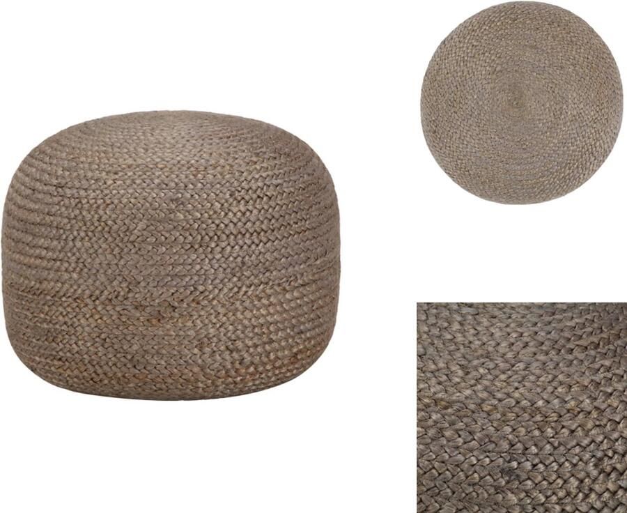 VidaXL Poef Poefs Poefen Handgemaakte Poef handgemaakt 45x30 cm jute lichtgrijs