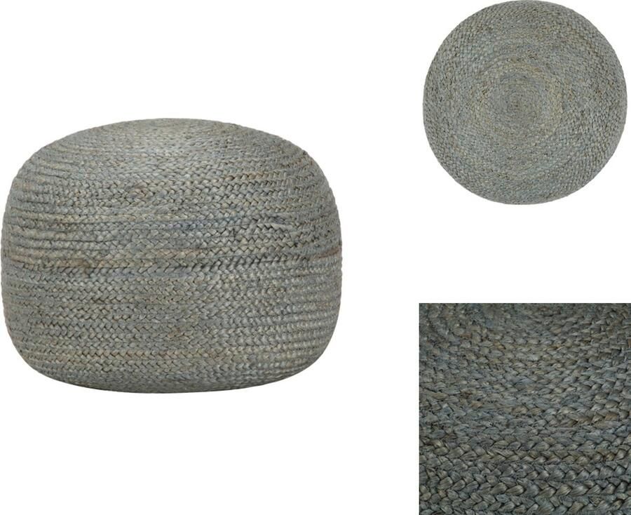 VidaXL Poef Poefs Poefen Handgemaakte Poef handgemaakt 45x30 cm jute olijfgroen