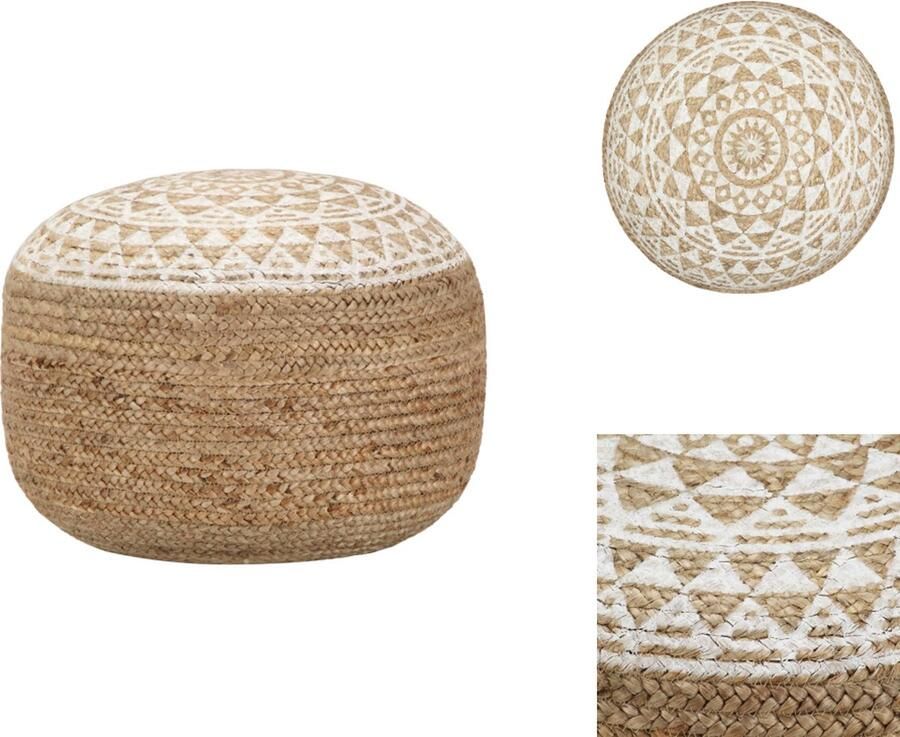 VidaXL Poef Poefs Poefen Handgemaakte Poef handgemaakt 45x30 cm jute wit