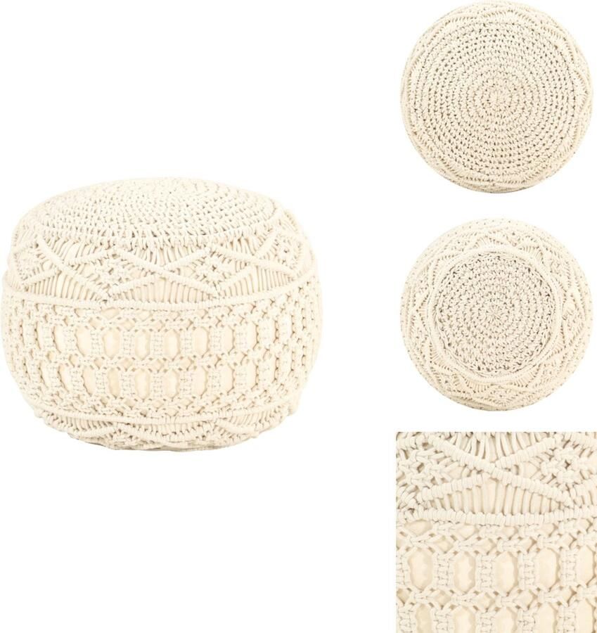 VidaXL Poef Poefs Poefen Handgemaakte Poef macramé handgemaakt 45x30 cm katoen - Foto 2